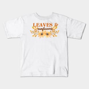 leaves and sunflowers Kids T-Shirt